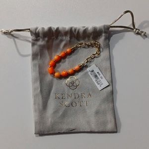 Kendra Scott Coral beads Faux Gold Chain Slip on Bracelet